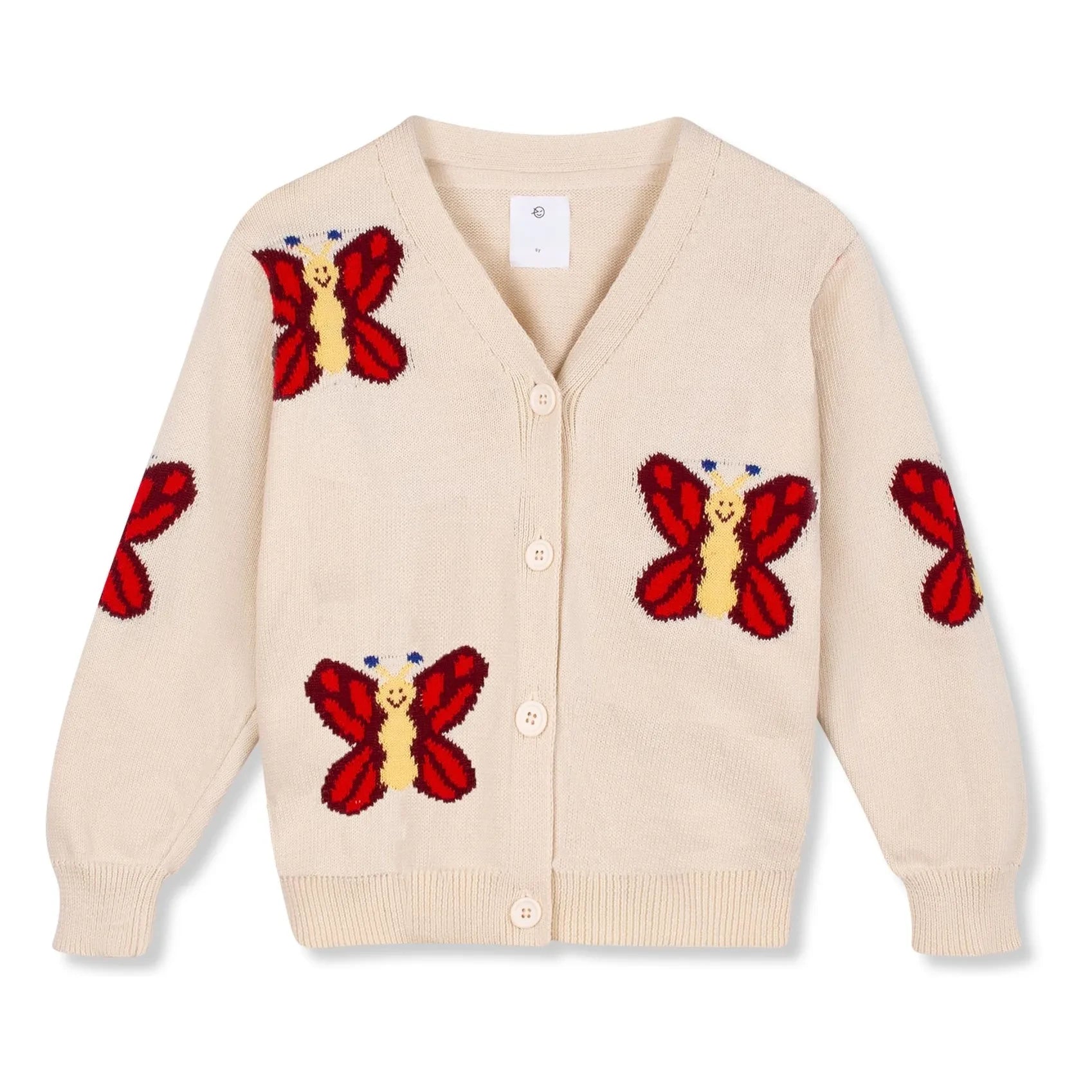 Wynken - Organic cotton butterfly cardigan | Ecru