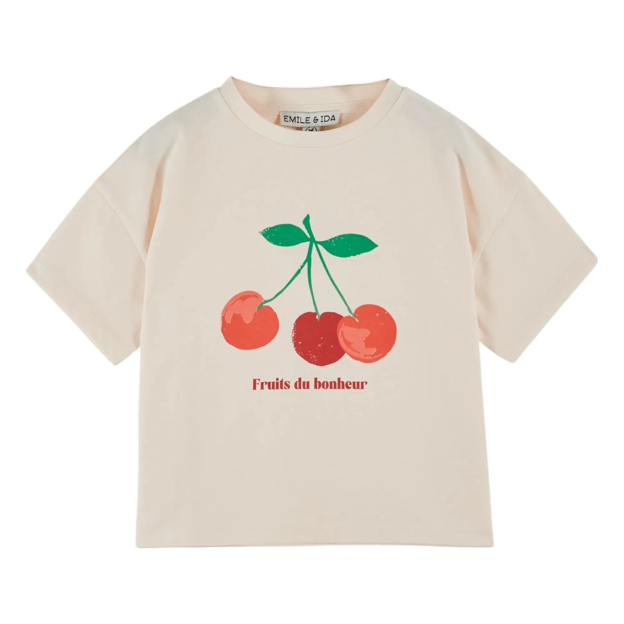 Emile et Ida - Cherry Organic Cotton T-Shirt | Cream