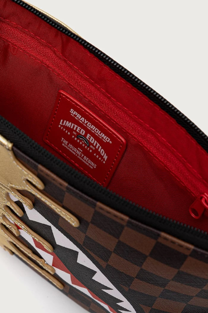 Sprayground - Bolsa de Hombro de Mujer en Piel Sintética Marrón con Tiburones de París 910B9344NSZ