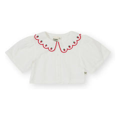 Goldie + Ace - Erdbeer-Crop-Bluse | Elfenbein