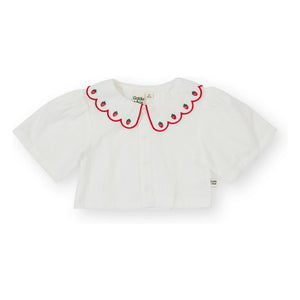 Goldie + Ace - Erdbeer-Crop-Bluse | Elfenbein