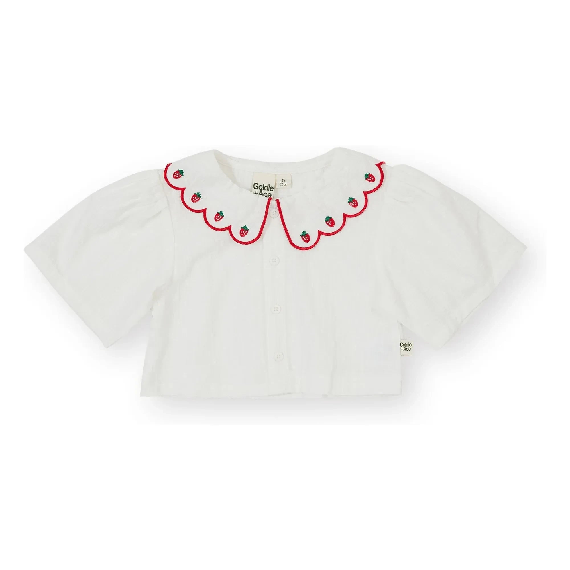 Goldie + Ace - Erdbeer-Crop-Bluse | Elfenbein