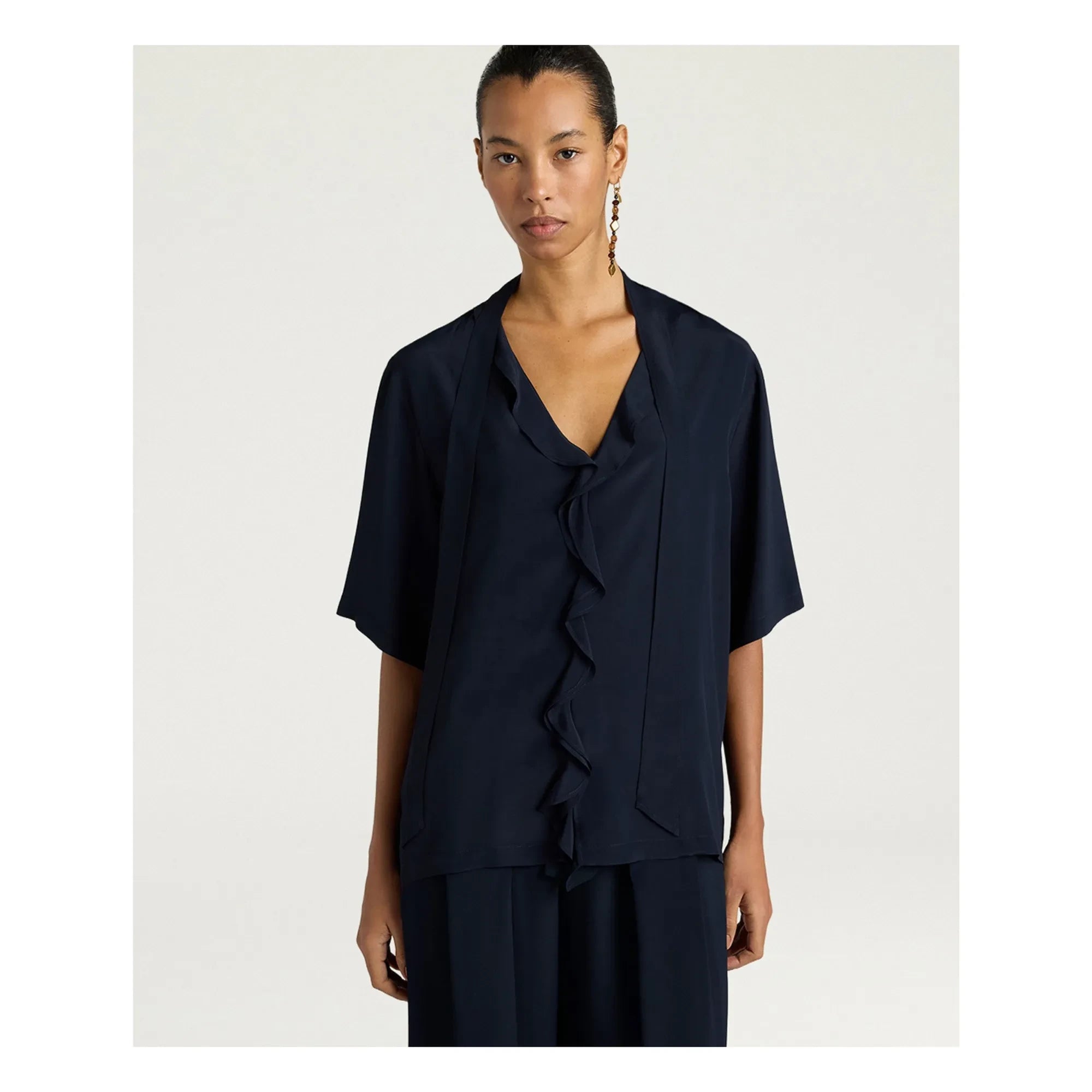 Momoni - Salvia short sleeve blouse | Navy Blue