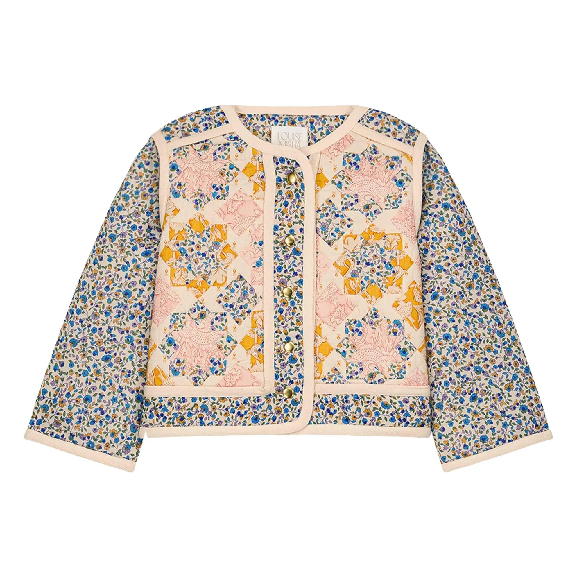 Louise Misha - Orishane Patchwork Quilted Jacket | Blue