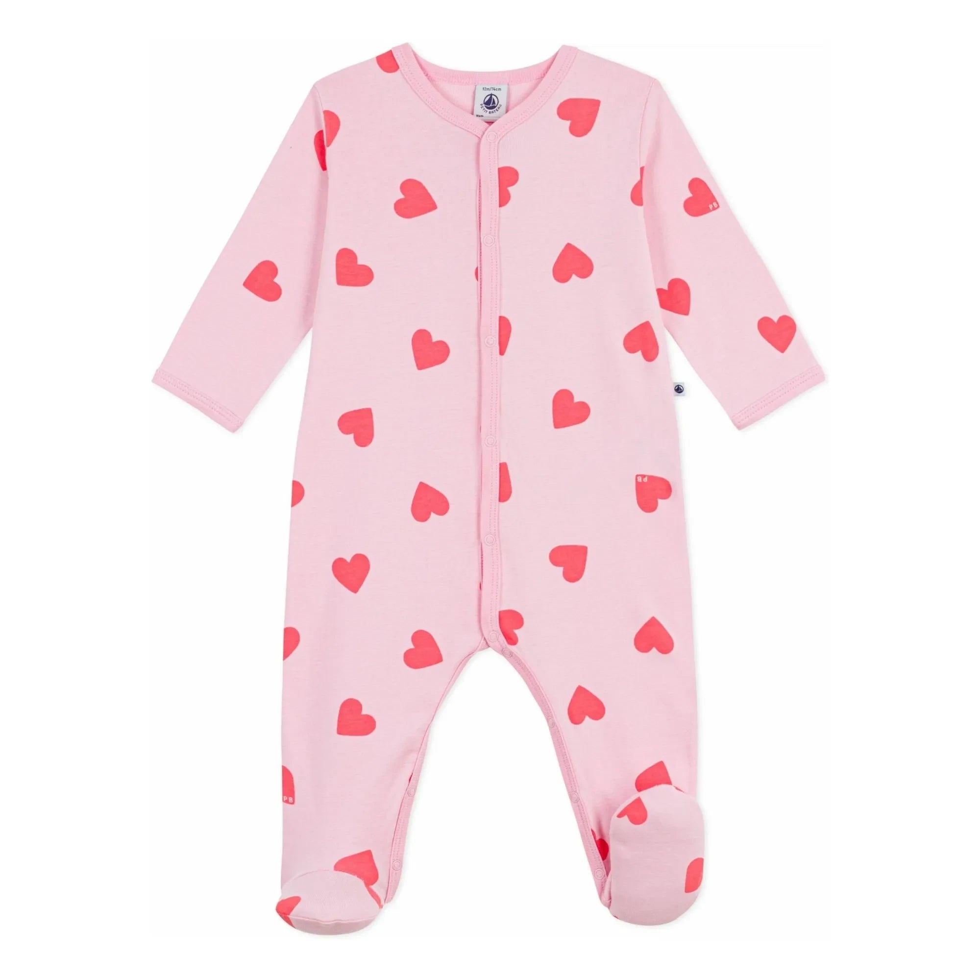 Petit Bateau - İyi Uyu Kalpler PB Pijama | Pembe