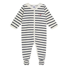 Petit Bateau - Pyjamas Dors Bien Marinière Organik Pamuk | Beyaz