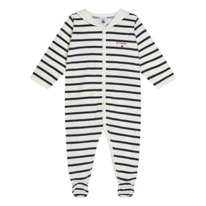 Petit Bateau - Pyjamas Dors Bien Marinière Organik Pamuk | Beyaz