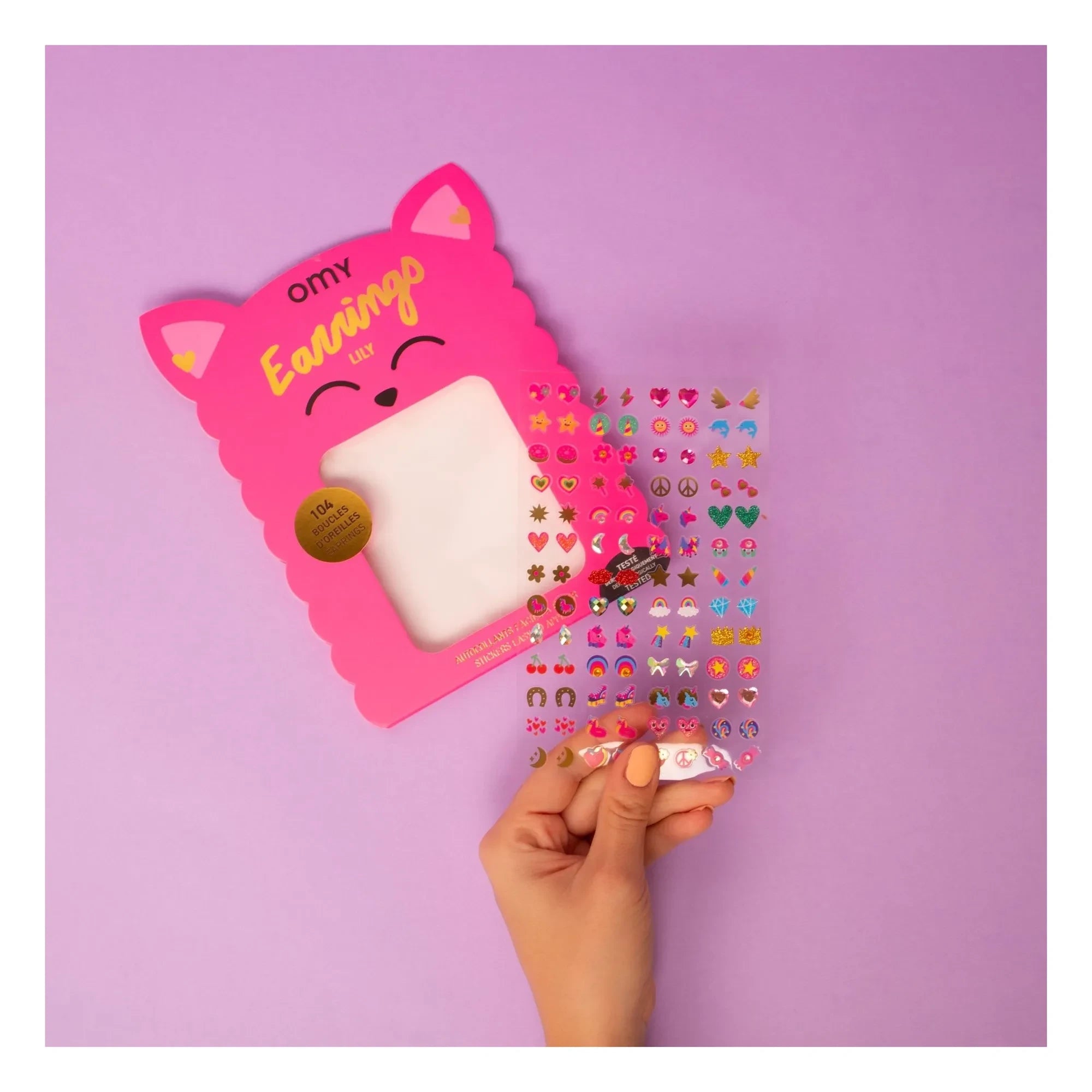 Omy - Lily selbstklebende Ohrringe | Rosa