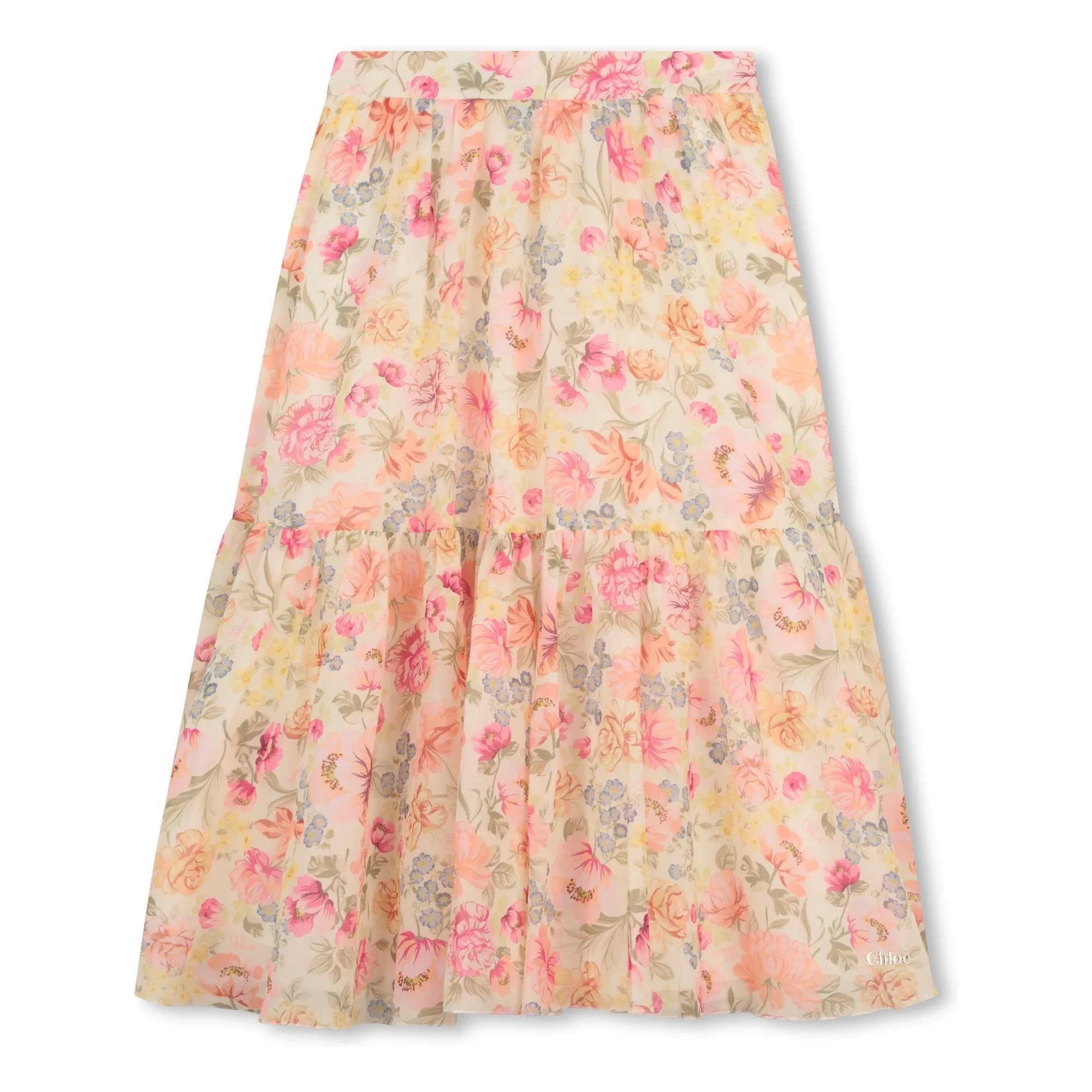 Chloé - Organic cotton floral print skirt | Cream