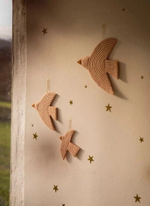 Muskhane - Birdy Filz-Wanddekorationen - 3er-Set | Staubiges Rosa