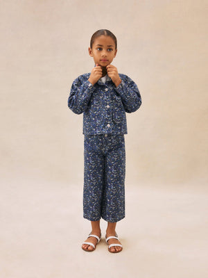 Bonpoint Girls Gersande Wide Leg Jeans in Blue