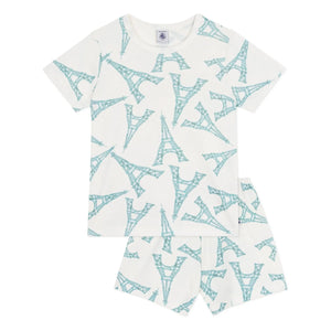 Petit Bateau - Pyjama Şort Eiffel Tower | Beyaz