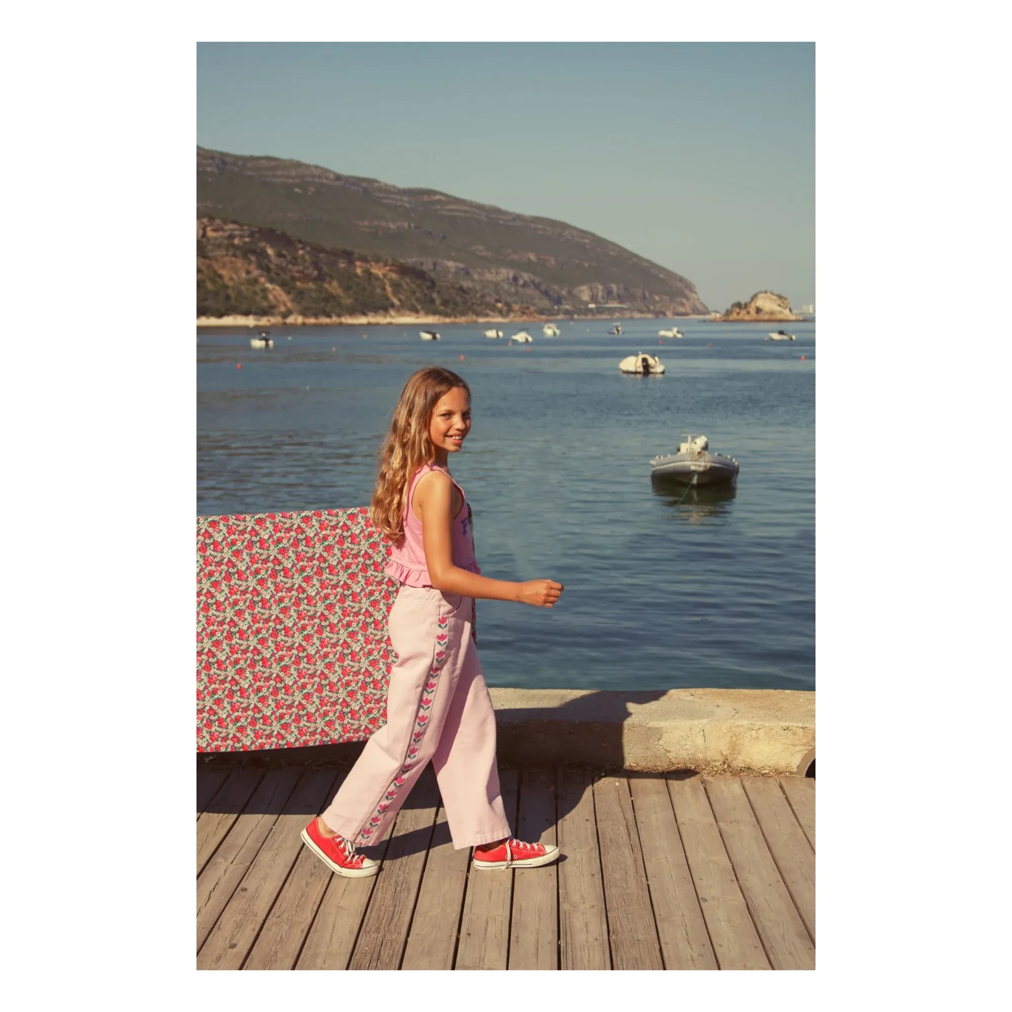 Piupiuchick - Flare Fleuri Twill Pantolon | Pembe
