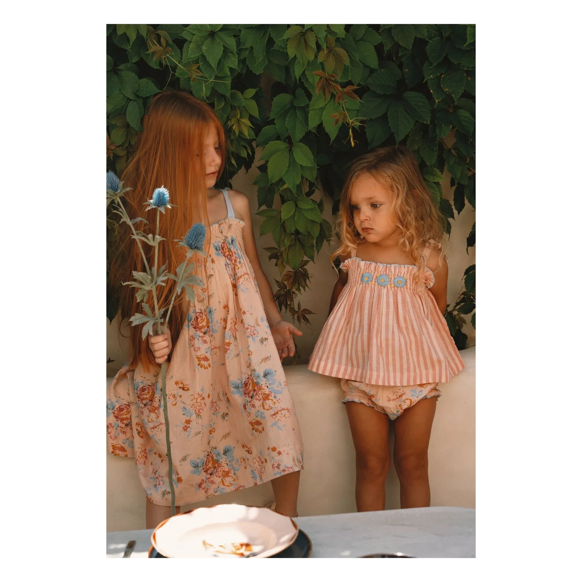 Lilinoa - Nakışlı Annette Çizgili Üst | Pudra