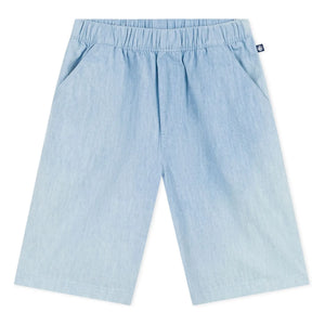 Petit Bateau - Açık Mavi Denim Chambray Organik Pamuk Şort