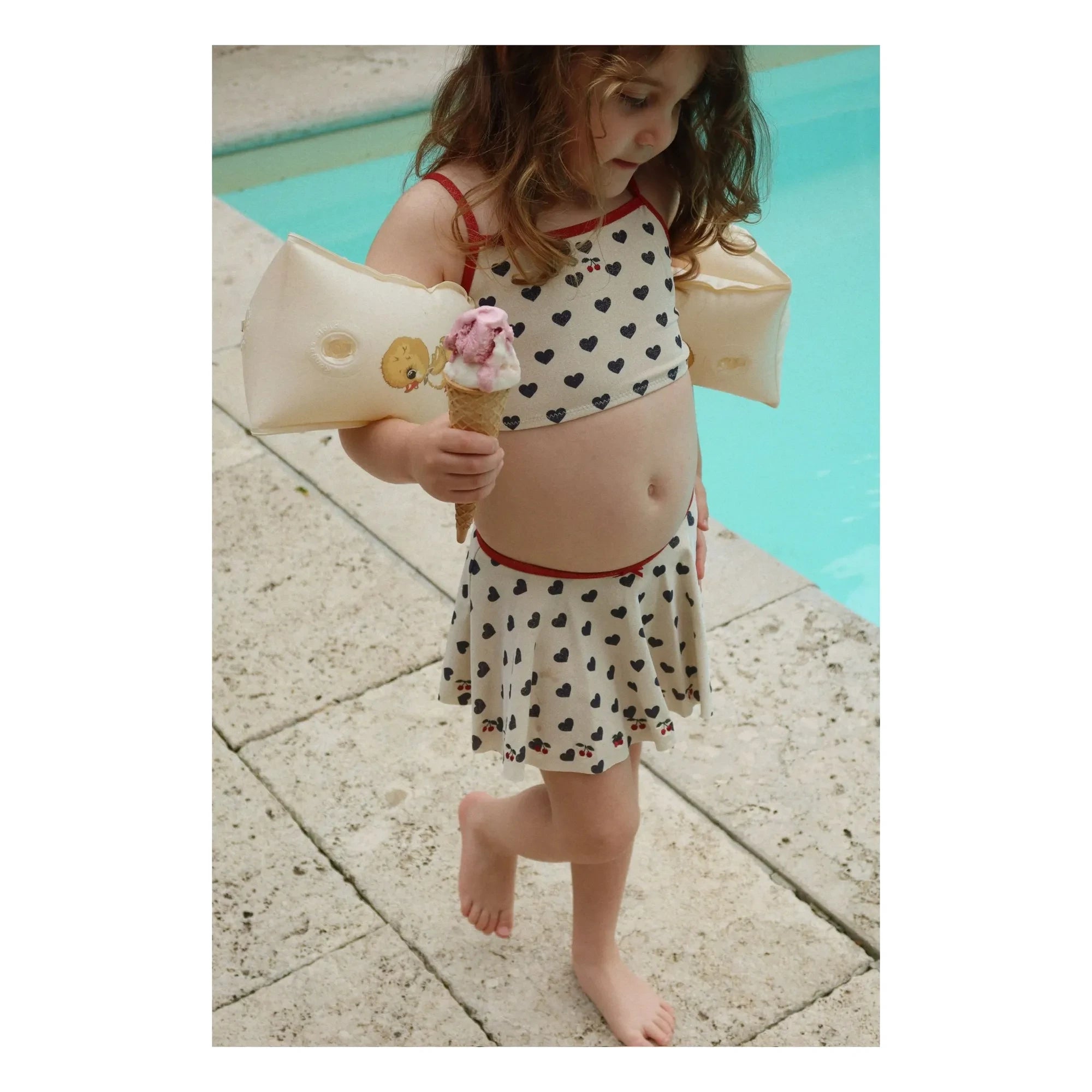 Konges Sløjd - Manon Hearts Glitter Skirted Swimsuit | Ecru