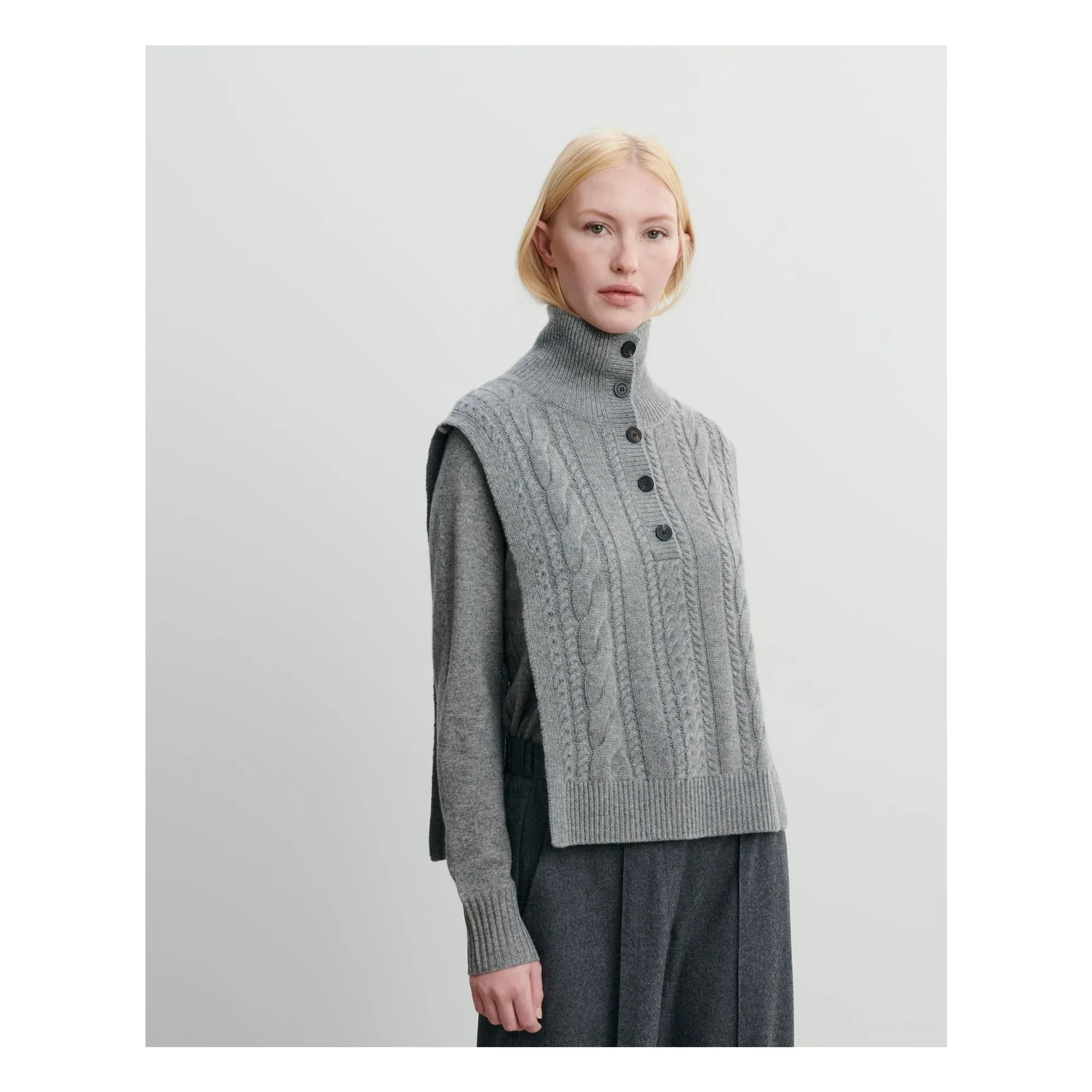 Bompard - Cashmere Buttoned Ruffled Cardigan | Gray