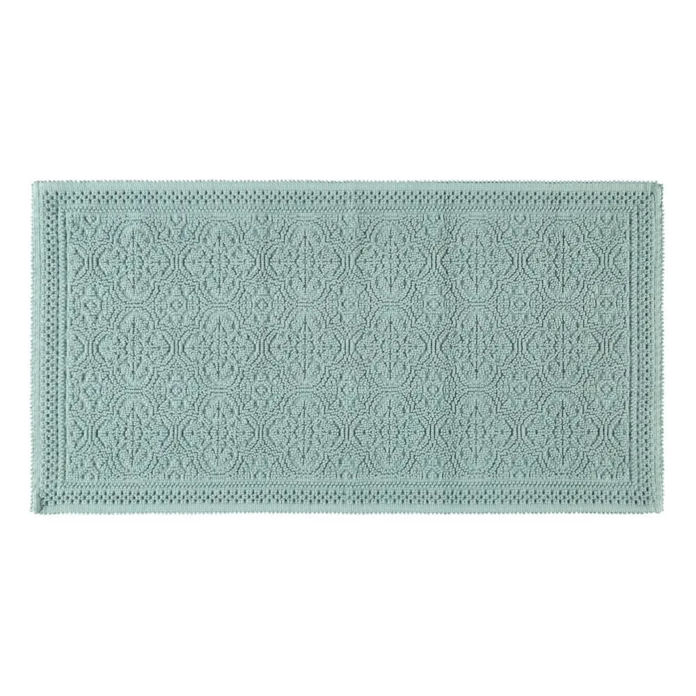 Haomy - Kabartmalı Desenli Pamuklu Banyo Paspası 55x110cm | Su Yeşili