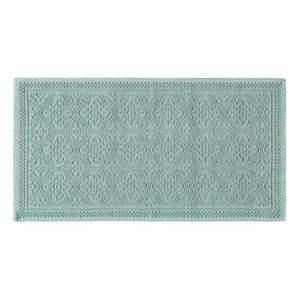 Haomy - Kabartmalı Desenli Pamuklu Banyo Paspası 55x110cm | Su Yeşili