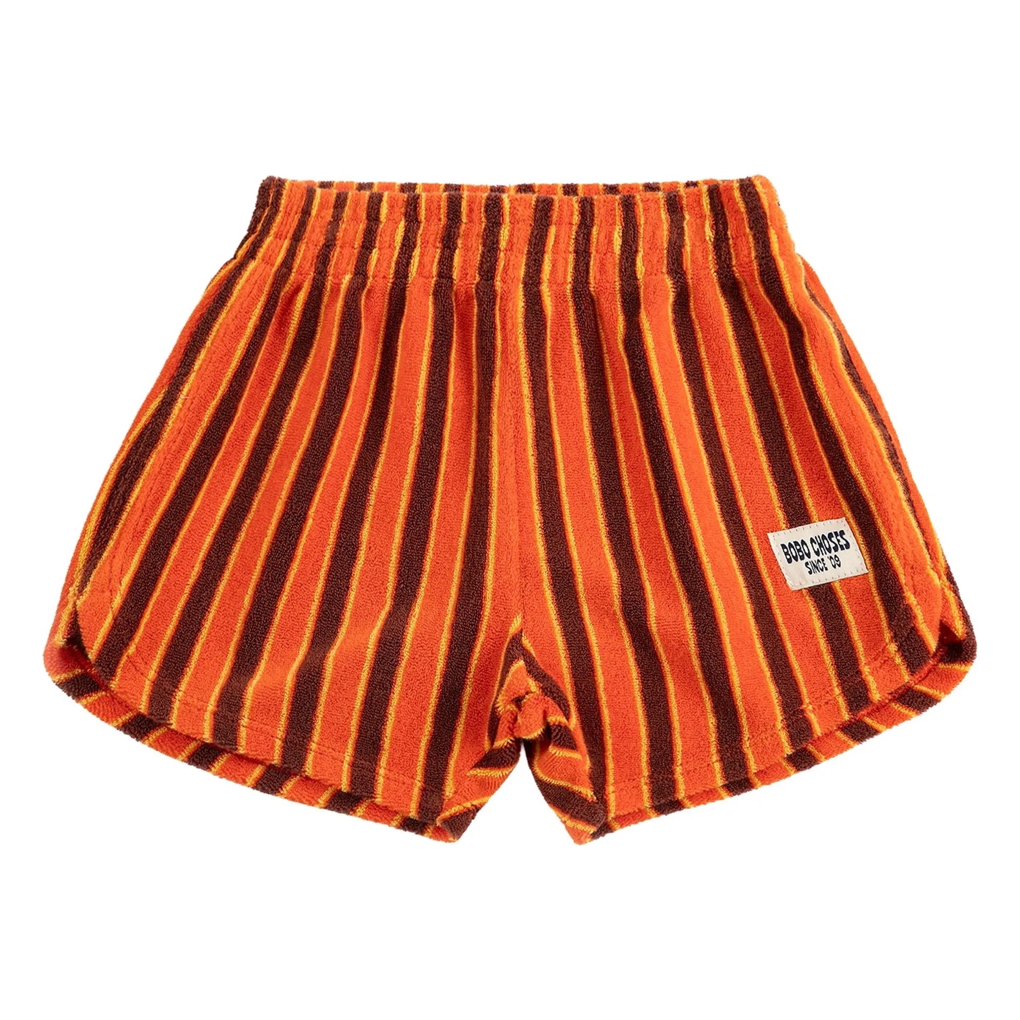 Bobo Choses – Gestreifte Frottee-Shorts | Orange