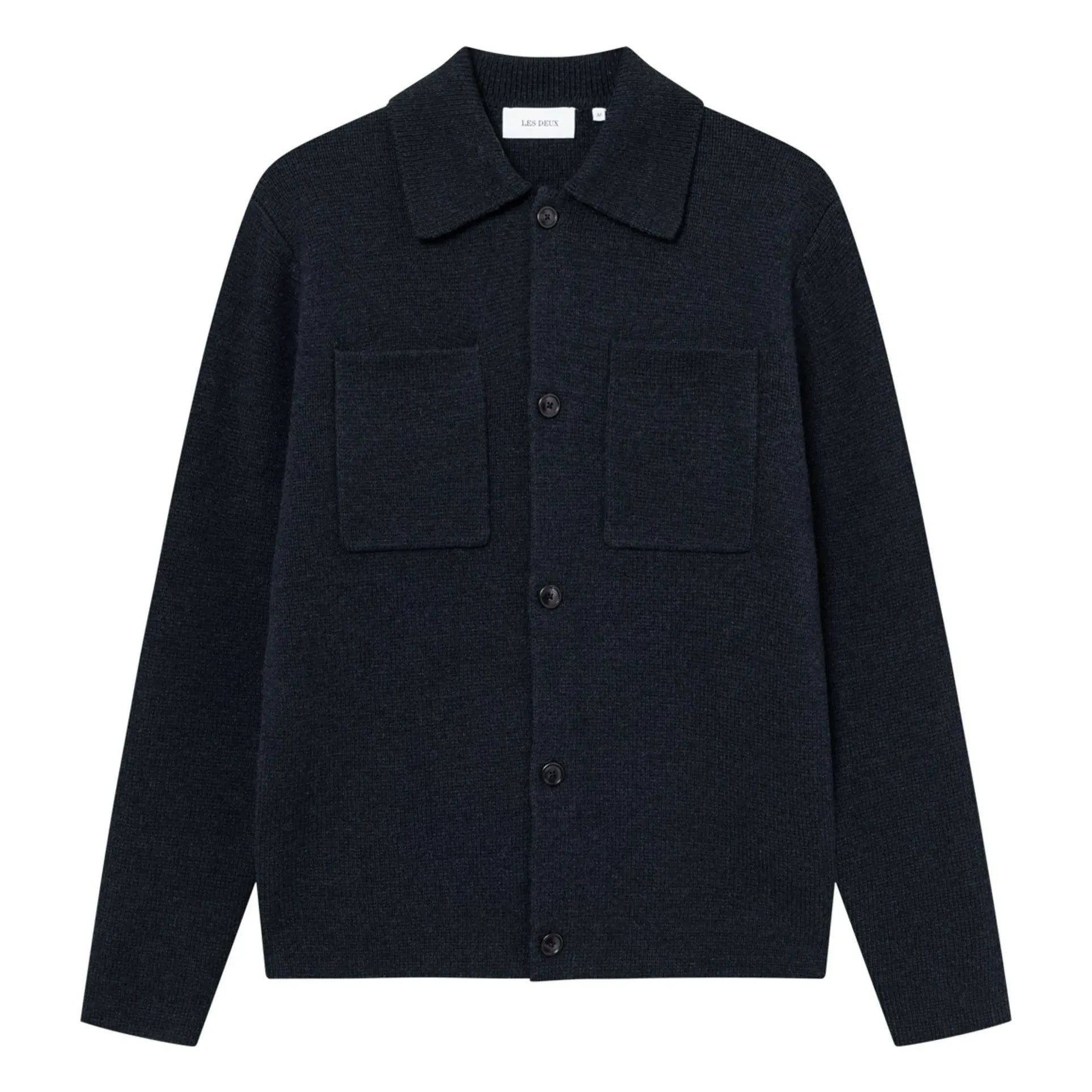 Les Deux - Fischer Milano Kalın Yün Fitilli Yakalı Overshirt | Koyu Mavi
