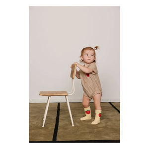 Mini Rodini - Çizgili organik pamuklu poplin tulum | Kahverengi