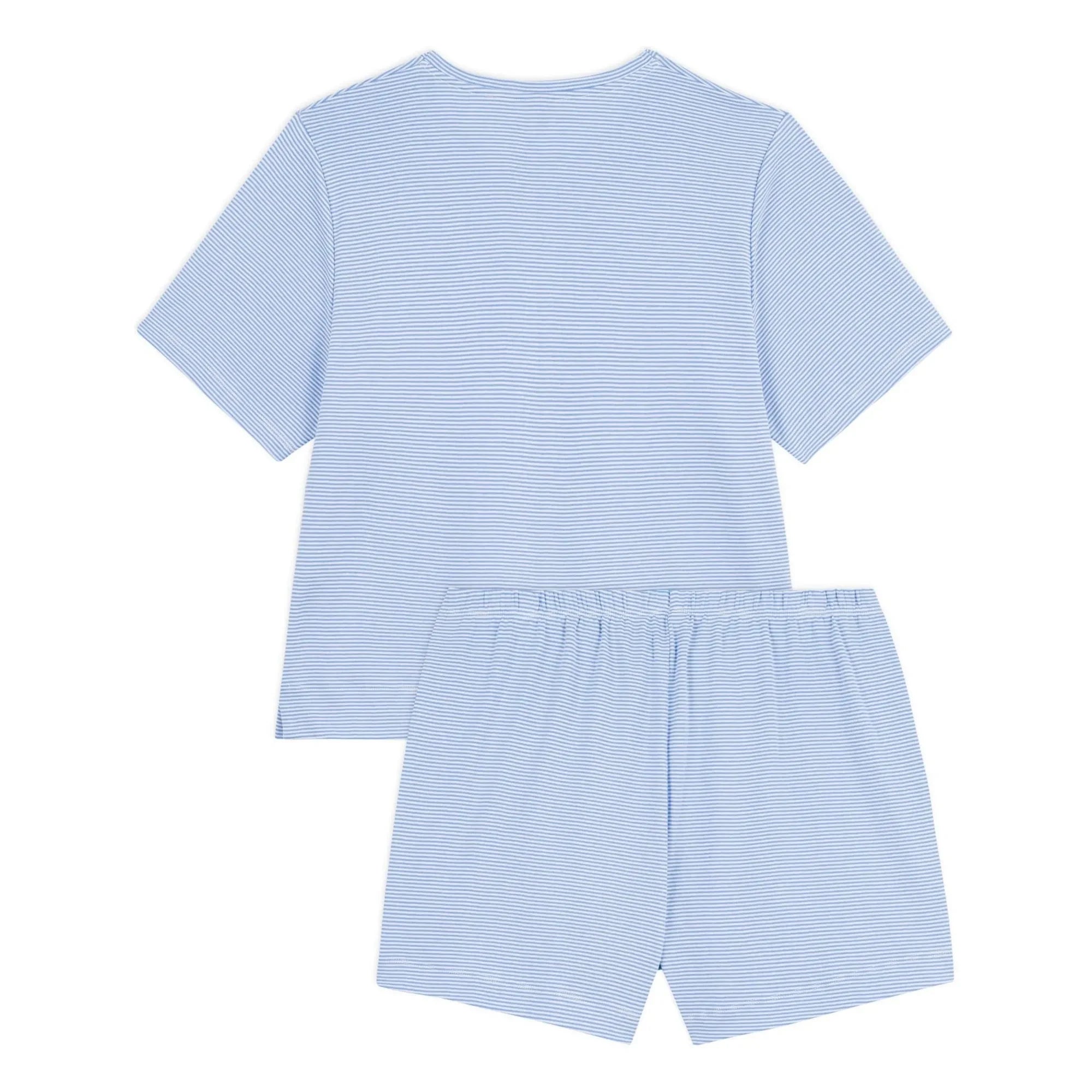 Petit Bateau - Organik pamuklu çizgili pijama şortu | Mavi