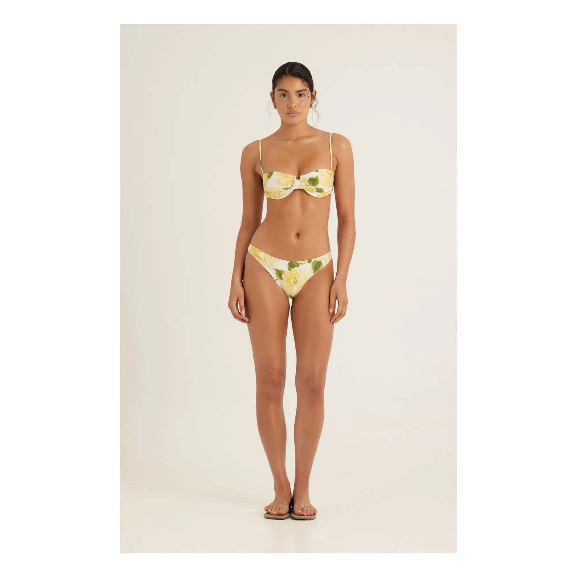 Peony - Büzgülü Tatil Balconnet Bikini Üstü | Sarı