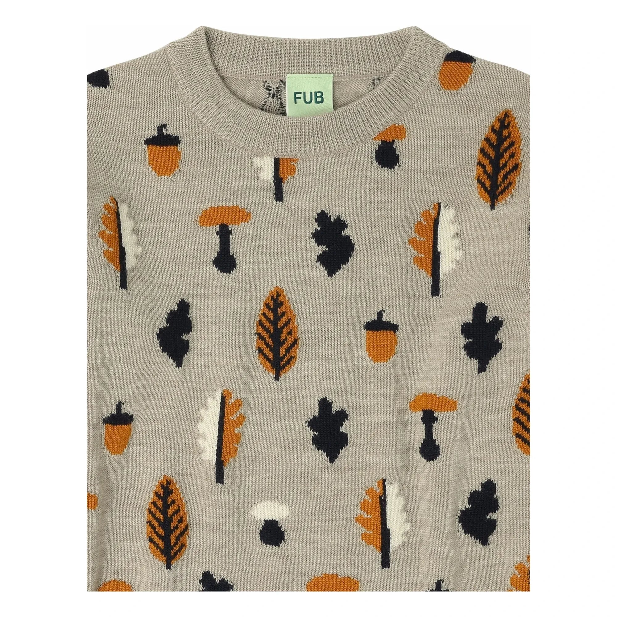 FUB - Jacquard-Merinowollpullover | Heather beige