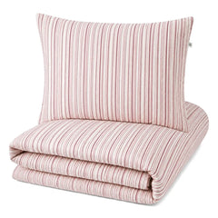 Editions Aimable - Paulette طقم غطاء لحاف | Raspberry Stripes Poplin