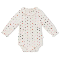 Arsène et Les Pipelettes - Organic Cotton Ribbed Floral Bodysuit | Pink