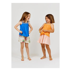 Arsène et Les Pipelettes - Solid sleeveless organic cotton voile top | Blue azure