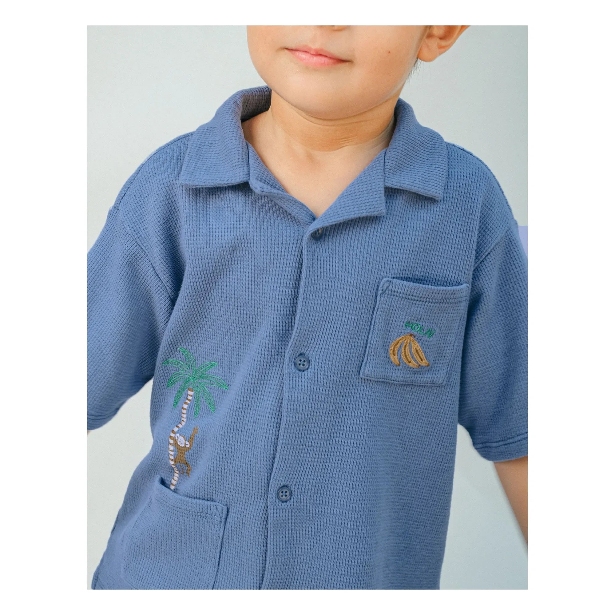 Gingersnaps - Tommy Monkey Embossed Shirt | Blue