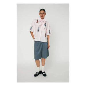 Stella Nova - Bluse mit Schleife Bio-Baumwolle | Hellrosa