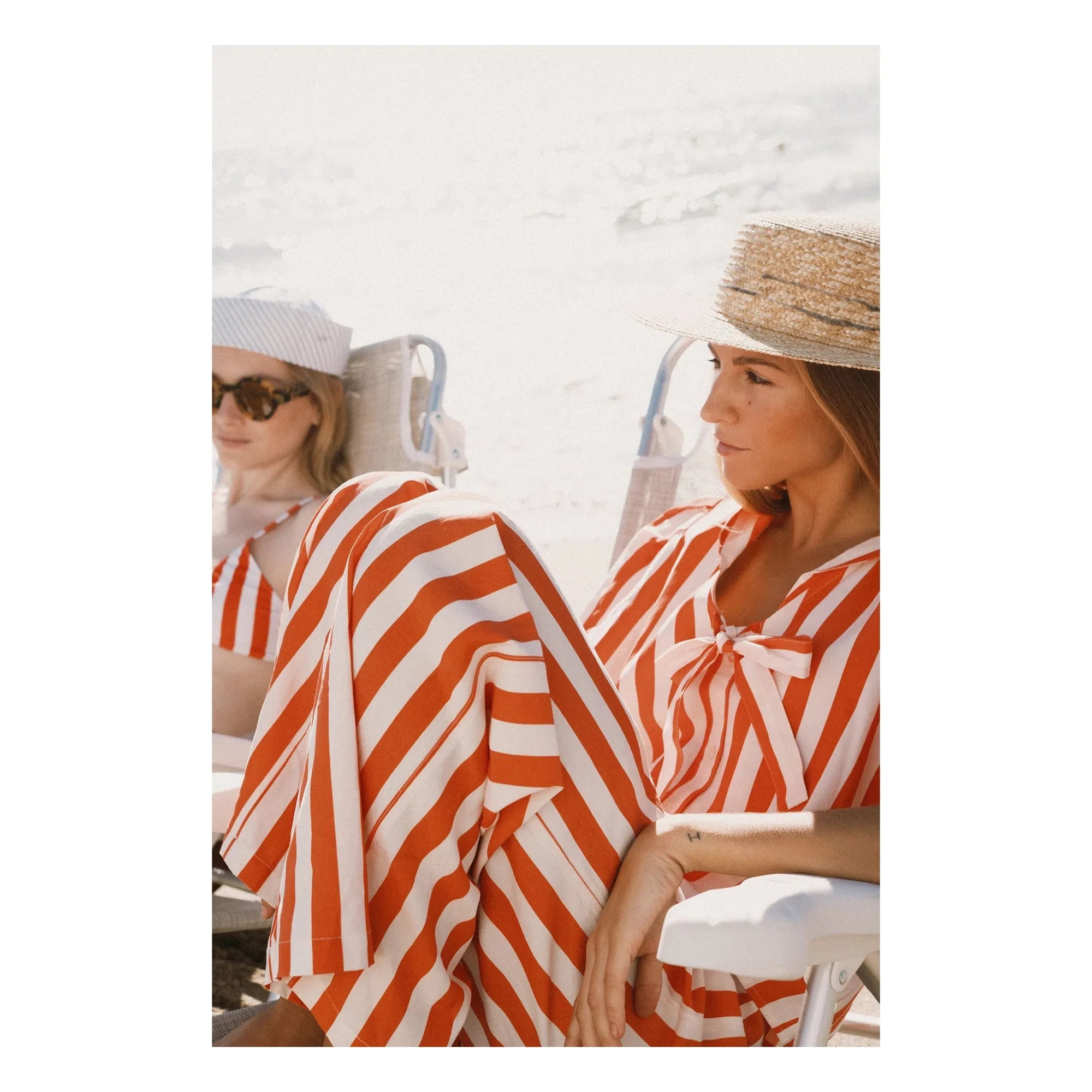The Tiny Big Sister - Linen and Cotton Striped Pants | Red