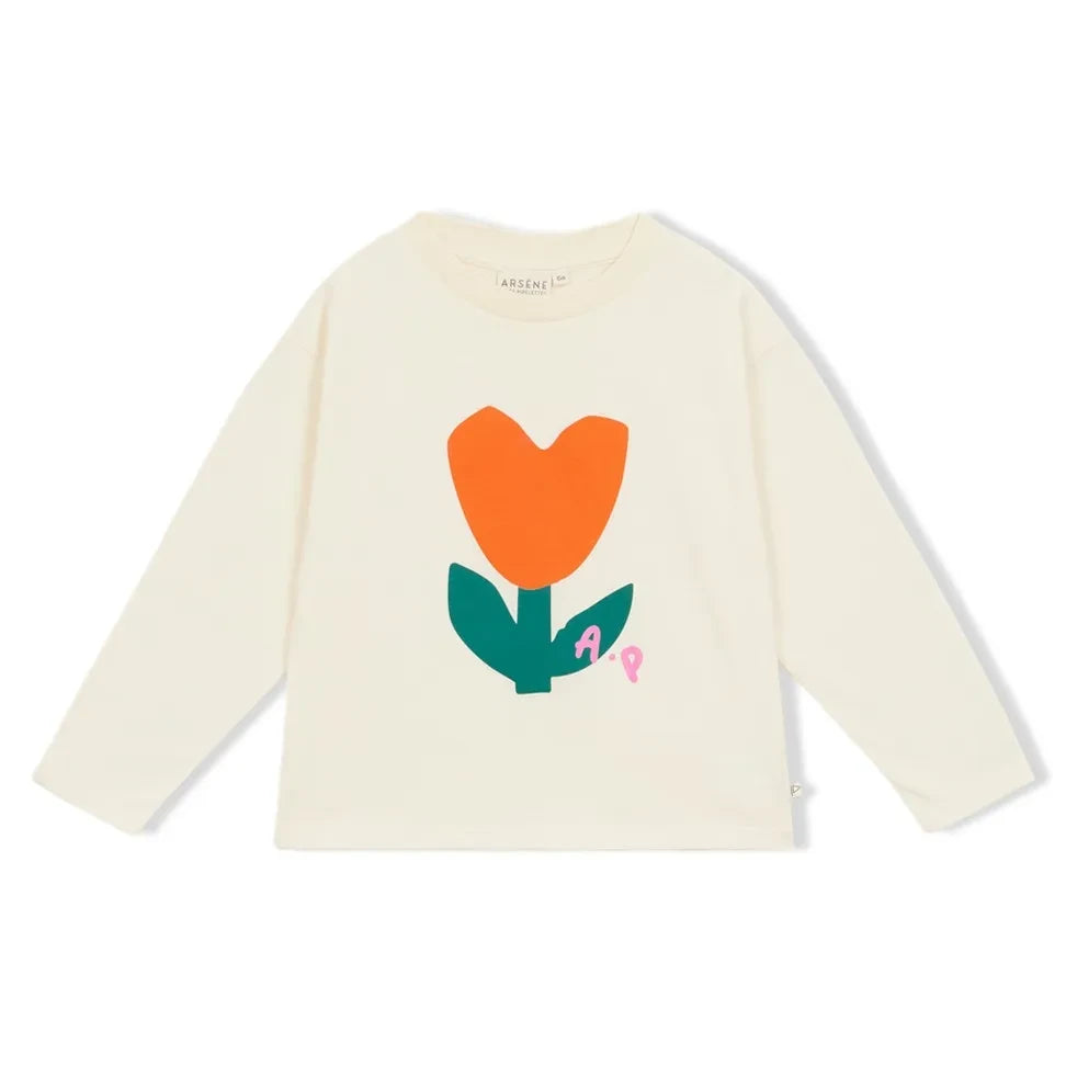 Arsène et Les Pipelettes - Organic Cotton Floral T-Shirt | Ecru