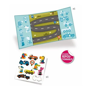 Djeco - Dicke, wiederverwendbare Sticker - Autos