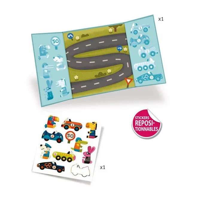 Djeco - Dicke, wiederverwendbare Sticker - Autos