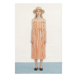 The Tiny Big Sister - Linen and cotton striped dress | Red