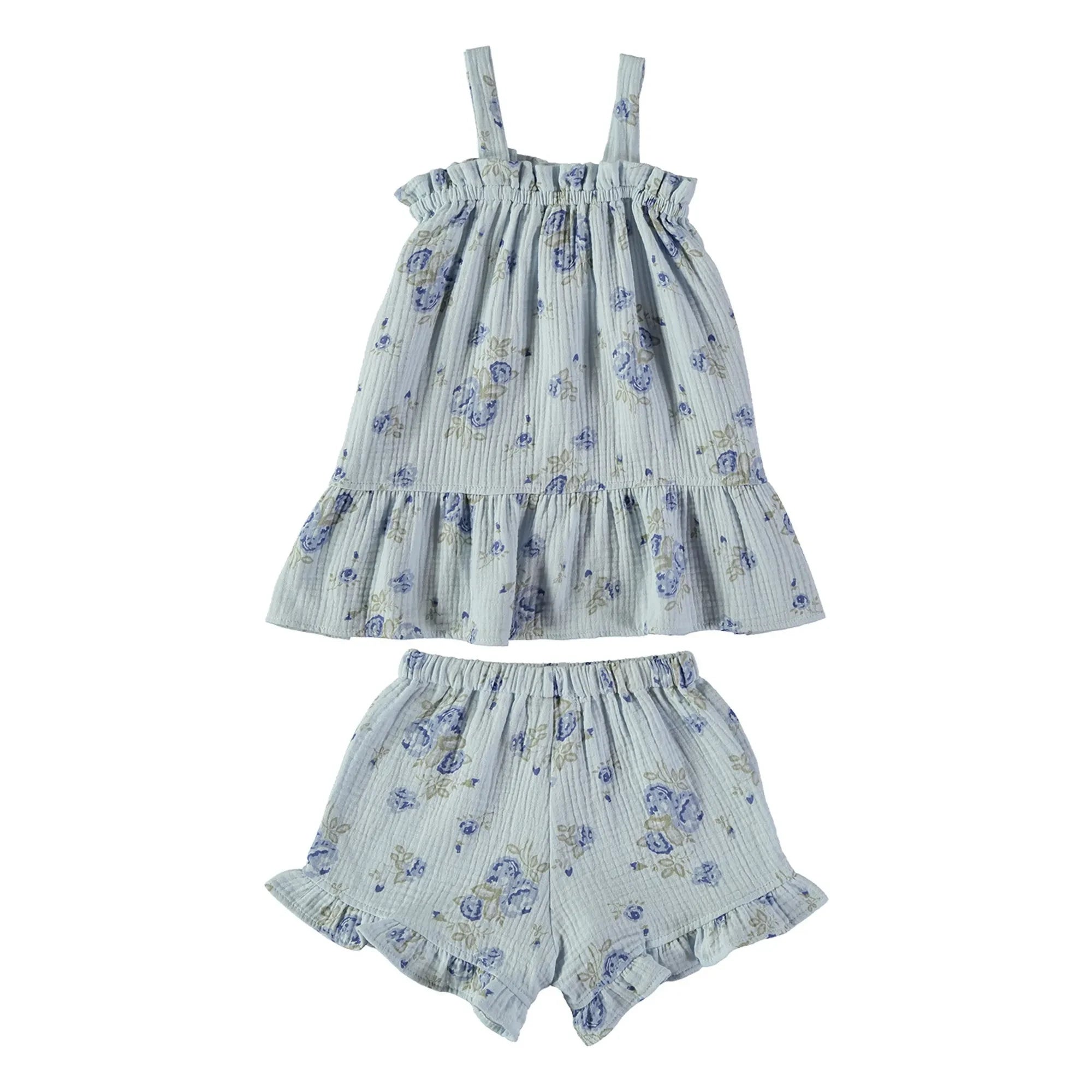 Risu Risu - Mayan Floral Organic Cotton Gauzzy Short Pajamas | Ecru