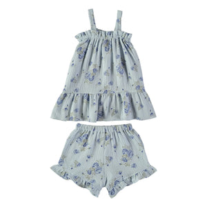 Risu Risu - Mayan Floral Organic Cotton Gauzzy Short Pajamas | Ecru