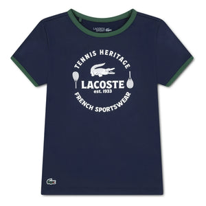 Lacoste - Contrast Collar Recycled Fiber Sports T-Shirt | Navy Blue