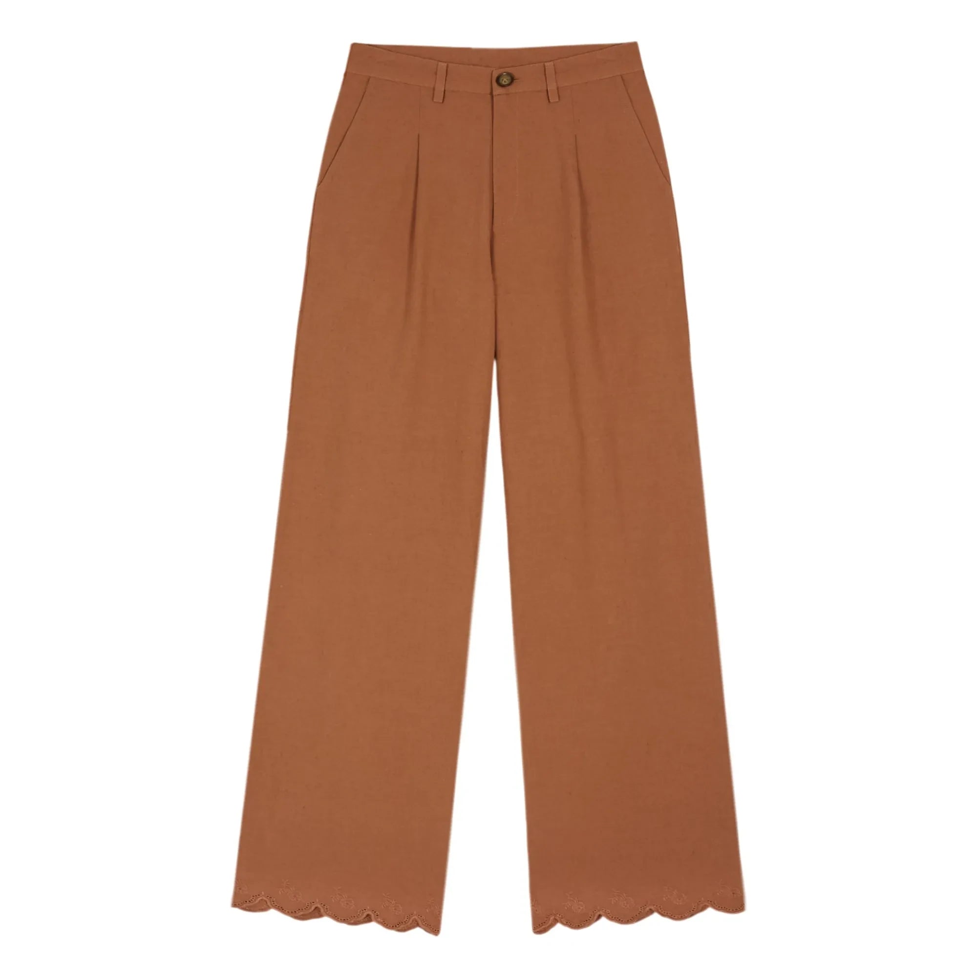 Emile et Ida - Embroidered Cotton Pants | Brown