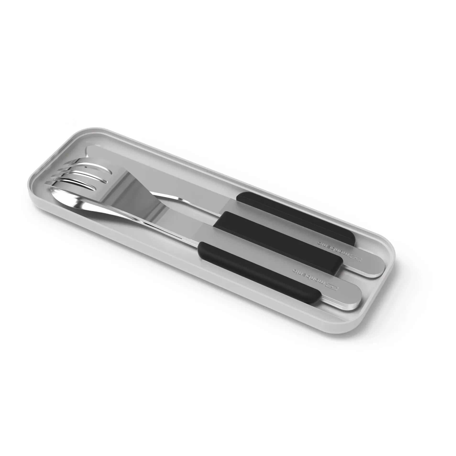 Monbento - MB Slim Box Paslanmaz Çelik Cep Çatal-Bıçak Seti | Siyah