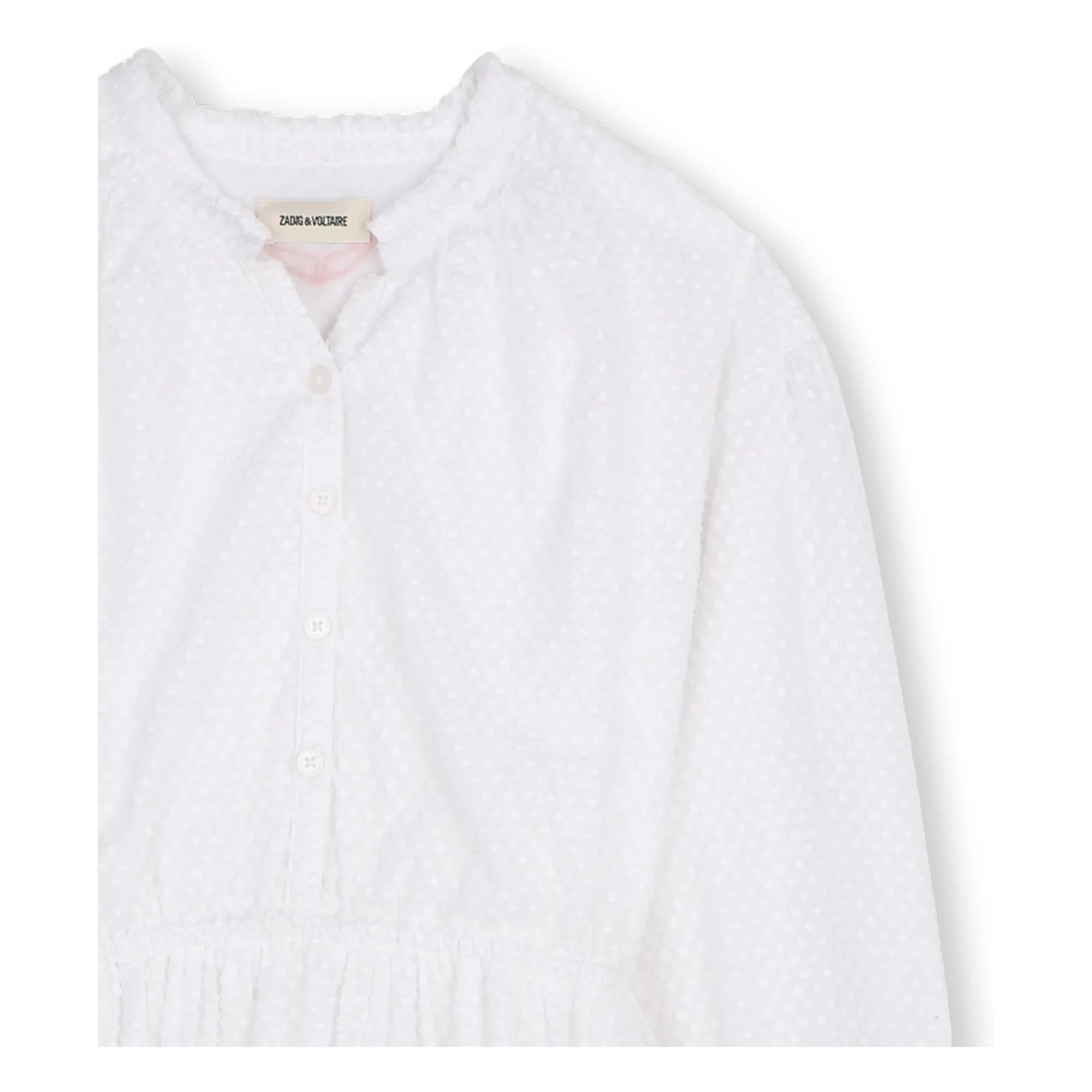 Zadig & Voltaire – Elastisches Dobby-Rüschenkleid | Weiß