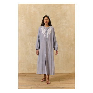 Louise Misha - Flavie Striped Organic Cotton Dress | Blue