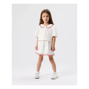 Goldie + Ace - Erdbeer-Crop-Bluse | Elfenbein