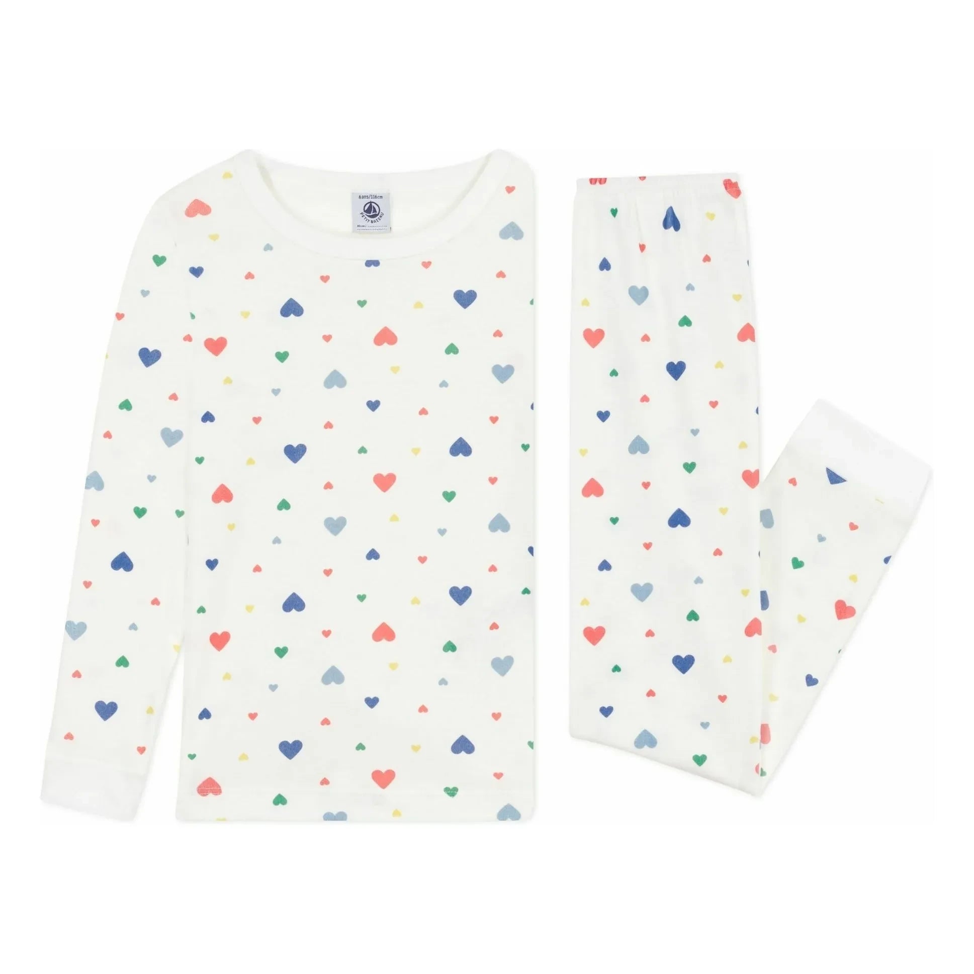 Petit Bateau - Kalpli Organik Pamuk Elastik Pijamalar | Beyaz