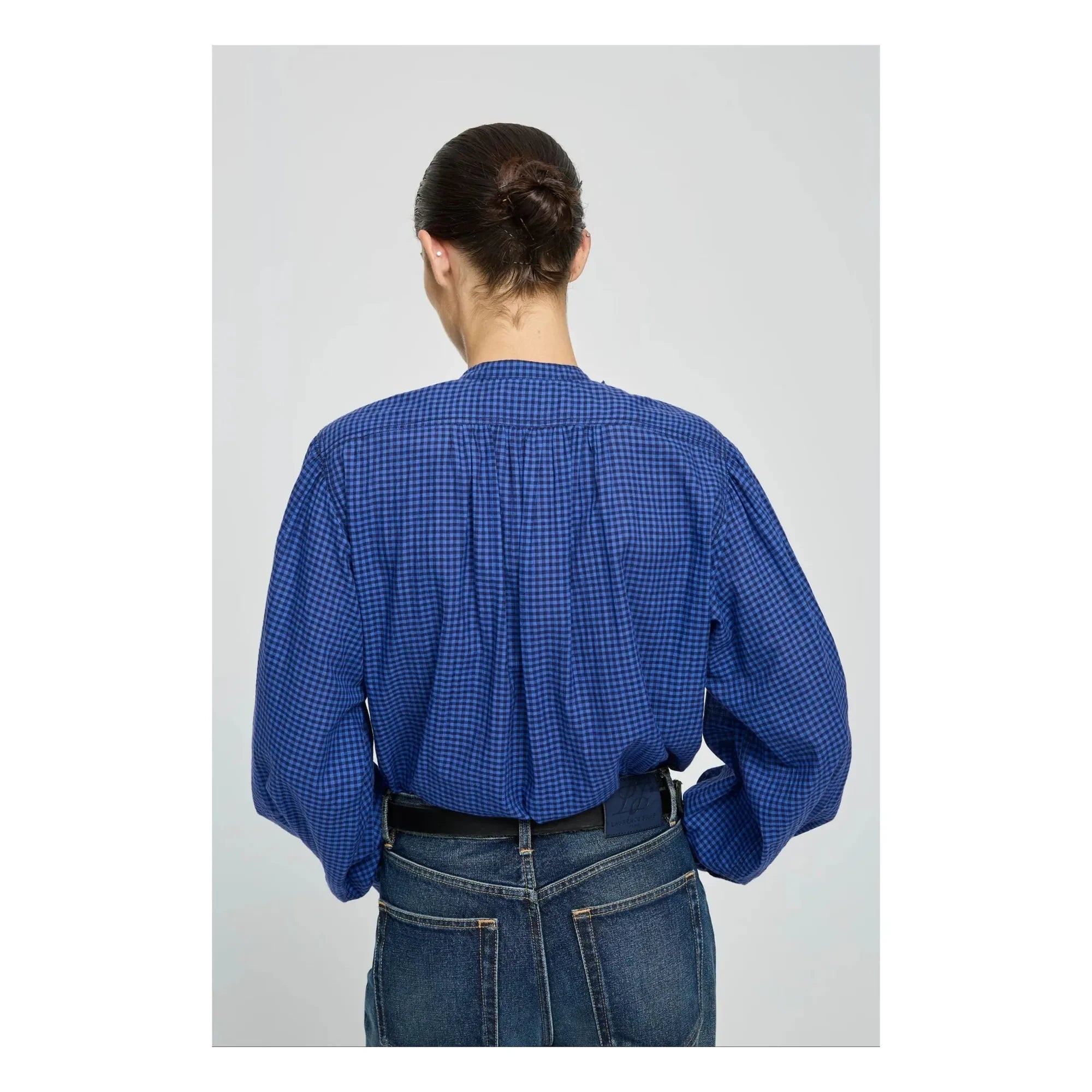 Laurence Bras - Magrita Pamuklu Gingham Bluz | Mavi