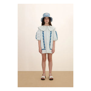 Tinycottons - Kleid mit Blumen-Oversize-Kragen | Blau